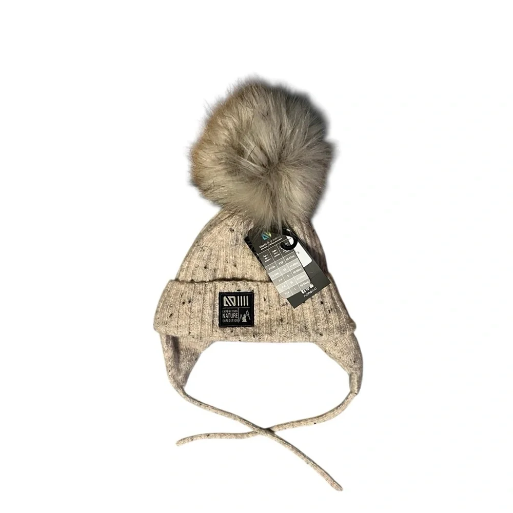 NWT Nano Noruk‎ Solid Pom Beanie beige infant toddler 12-24 months